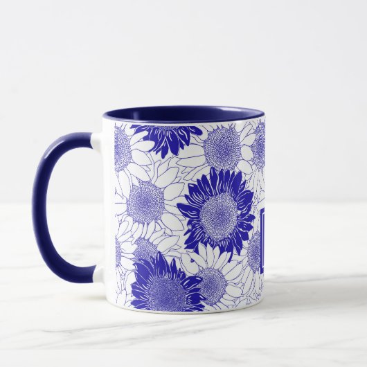 Custom Zonnebloem Blauw Mok (Links)