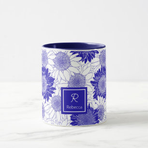 Custom Zonnebloem Blauw Mok