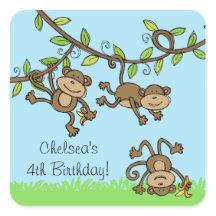 Custom Zoo Animals Monkey Rond Stickers