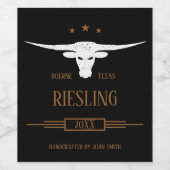 Custom Zuidwest Longhorn Wijn Etiket (Enkel label)