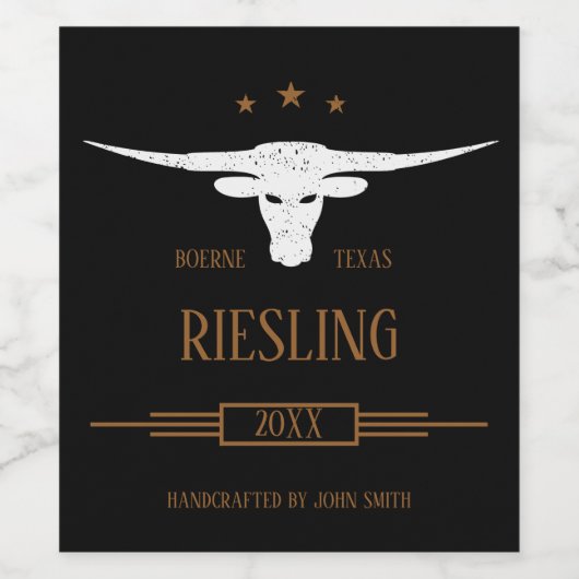 Custom Zuidwest Longhorn Wijn Etiket (Enkel label)