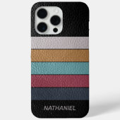 Custom Zwart Aqua Donkerblauw Roze Gele Strepen Case-Mate iPhone Case (Achterkant)