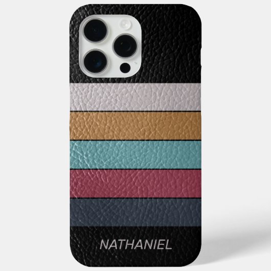 Custom Zwart Aqua Donkerblauw Roze Gele Strepen Case-Mate iPhone Case (Achterkant)