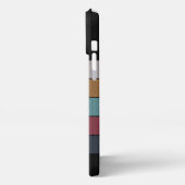 Custom Zwart Aqua Donkerblauw Roze Gele Strepen iPhone Hoesje (Linkerkant)