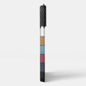 Custom Zwart Aqua Donkerblauw Roze Gele Strepen iPhone Hoesje (Rechterkant)