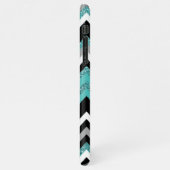 Custom Zwart Blauw Turquoise Zilver Zigzag Patroon iPhone Hoesje (Linkerkant)