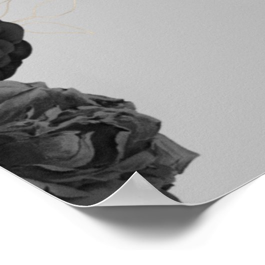 Custom Zwart Bloemen Bruiloft Jubileum Poster (Hoek)