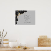 Custom Zwart Bloemen Bruiloft Jubileum Poster (Keuken)