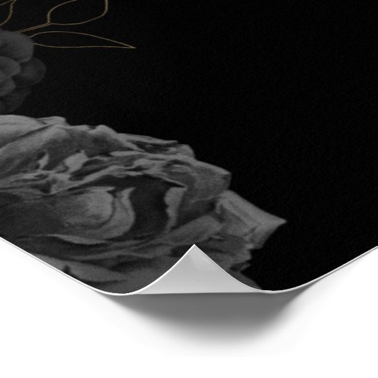 Custom Zwart Bloemen Bruiloft Jubileum Poster (Hoek)