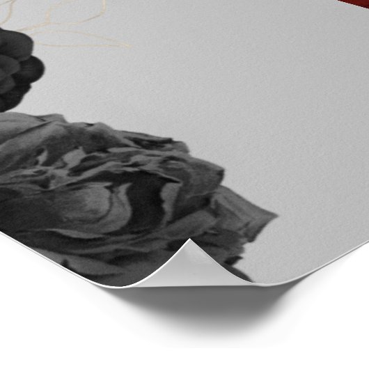 Custom Zwart Bloemen Bruiloft Jubileum Poster (Hoek)