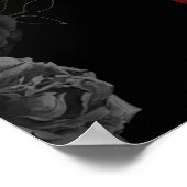 Custom Zwart Bloemen Bruiloft Jubileum Poster (Hoek)