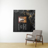 Custom Zwart Bloemen Bruiloft Jubileum Tapestry Wandkleed (In Situ (horizontaal))