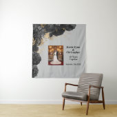 Custom Zwart Bloemen Bruiloft Jubileum Tapestry Wandkleed (In situ)