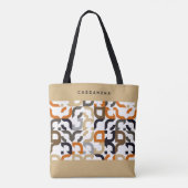 Custom Zwart Bruin Beige Sinaasappel Retro Art Pat Tote Bag (Achterkant)