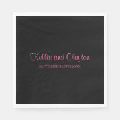 Custom Zwart Eenvoudige bruiloft servetten (Voorkant)