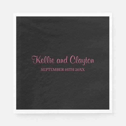 Custom Zwart Eenvoudige bruiloft servetten (Voorkant)