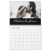 Custom Zwart Elegant Kalligrafie Paar Foto Kalender (Mar 2026)