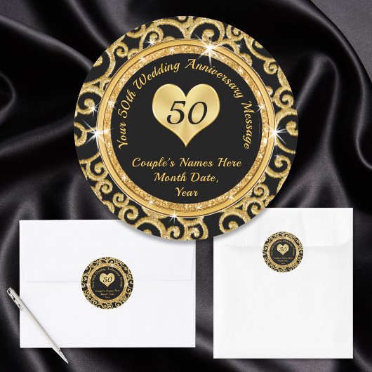 Custom Zwart en Goud 50e Jubileum Stickers