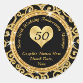 Custom Zwart en Goud 50e Jubileum Stickers (Voorkant)