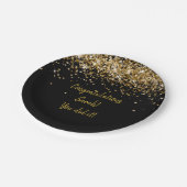 Custom Zwart en Goud Graduation Party Glitter Papieren Bordje (Gekanteld)