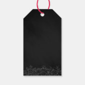 Custom Zwart en Grijs Bloemen Gotische Bruiloft Cadeaulabel (Achterkant)