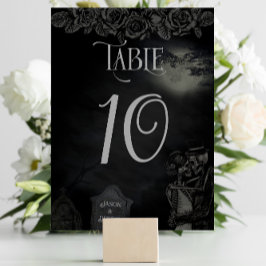 Custom Zwart en Grijs Bloemen Gotische Bruiloft Kaart