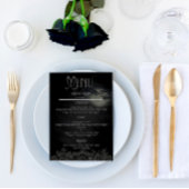 Custom Zwart en Grijs Bloemen Gotische Bruiloft Me Menu