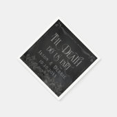 Custom Zwart en Grijs Bloemen Gotische Bruiloft Servet (Hoek)