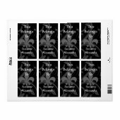 Custom Zwart en Grijs Fleur de lis Boekplaat of Etiket (Full Sheet)