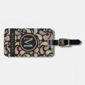 Custom Zwart Geel Blauw Roze Paisley Patroon Bagagelabel (Voorkant horizontaal)