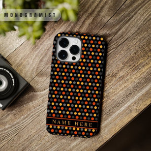Custom Zwart Geel Sinaasappel Kleur Polka Dot Desi Case-Mate iPhone 14 Pro Max Hoesje