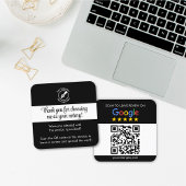 Custom Zwart Google Review QR Code Bedankt Notaris Vierkante Visitekaartje