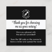 Custom Zwart Google Review QR Code Bedankt Notaris Vierkante Visitekaartje (Voorkant)