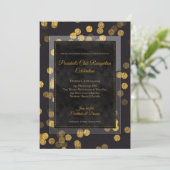 *CUSTOM_Zwart Goud Confetti Feestviering Save The Date (Staand voorkant)