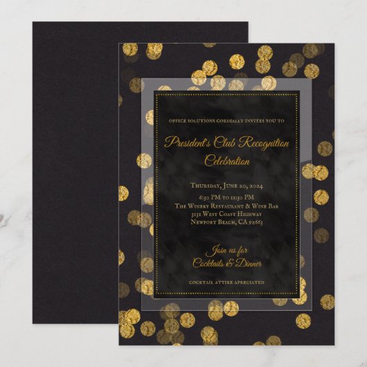 *CUSTOM_Zwart Goud Confetti Feestviering Save The Date (Voorkant / Achterkant)