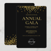 Custom Zwart Goud confetti logo Gala corporate Kaart (Voorkant / Achterkant)