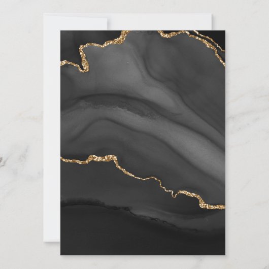 Custom Zwart Goud Folie Agaat Bruiloft Uitnodiging (Achterkant)