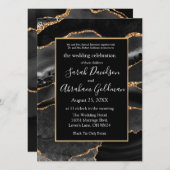 Custom Zwart Goud Folie Agaat Bruiloft Uitnodiging (Voorkant / Achterkant)