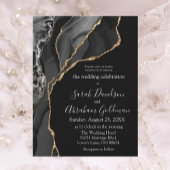 Custom Zwart Goud Folie Agaat Bruiloft Uitnodiging