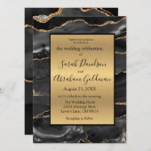 Custom Zwart Goud Folie Agaat Bruiloft Uitnodiging (Voorkant / Achterkant)