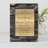 Custom Zwart Goud Folie Agaat Bruiloft Uitnodiging (Staand voorkant)