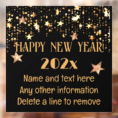 Custom Zwart & Goud Gelukkig Nieuwjaar 12x12 Raamsticker (Vel 2)