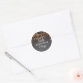 Custom Zwart & Goud Glitter Drip Happy Birthday Ronde Sticker (Envelop)