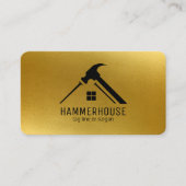 Custom Zwart + Goud Home Bouw Hamer Nail Visitekaartje (Voorkant)