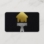 Custom Zwart + Goud Huis Schilderen Penseel Visitekaartje (Voorkant)