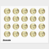 Custom Zwart Goud MERRY KERSTBOOM Lights Ronde Sticker (Vel)