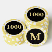 Custom Zwart Goud Monogram 1000 Toernooi Spel Poker Chips (Opstapeling)