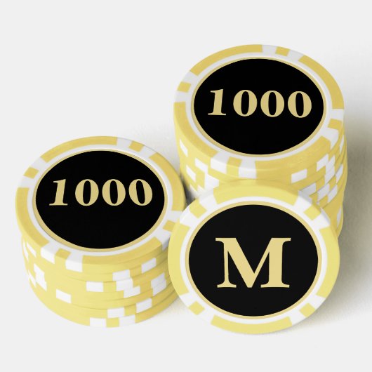 Custom Zwart Goud Monogram 1000 Toernooi Spel Poker Chips (Opstapeling)