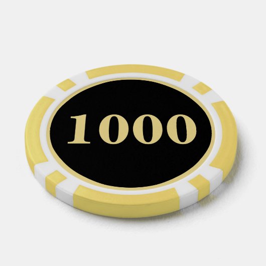 Custom Zwart Goud Monogram 1000 Toernooi Spel Poker Chips (Enkel)