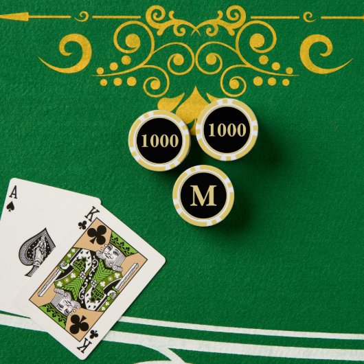 Custom Zwart Goud Monogram 1000 Toernooi Spel Poker Chips (Pokertafel (Stack))